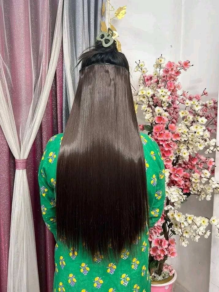 (ব্রাউন) ৩০ ইঞ্চি লম্বা ৫ ক্লিপ স্টেট হেয়ার
